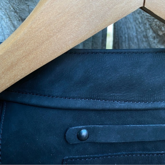 Thursday Mens Leather Racer Jacket Matte Black - Picture 13 of 15